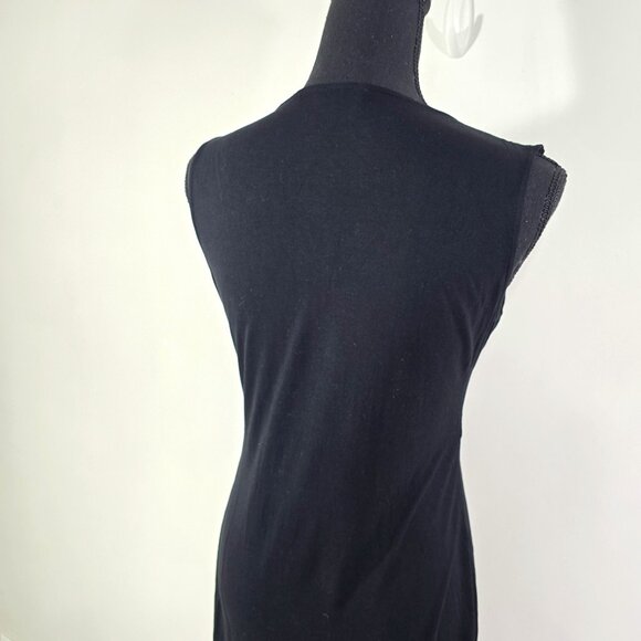 AllSaints Jayda Dress Womens Medium Black Sleeveless Tie Front Drape Jersey Mini - Picture 11 of 13